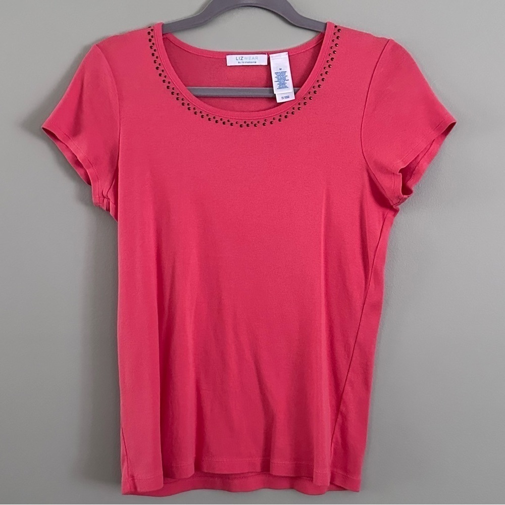 LizWear Vintage 1986 S/S Top Metallic Studded Rounded Neckline